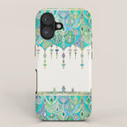 Art Deco Double Drop in Jade and Aquamarine on Cream iPhone Case Gallery Image 1