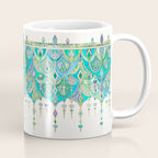 Art Deco Double Drop in Jade and Aquamarine on Cream Coffee Mug Gallery Image 1