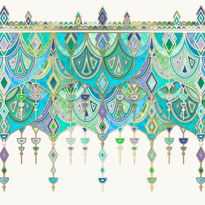 Art Deco Double Drop in Jade and Aquamarine on Cream Coffee Mug Gallery Image 2