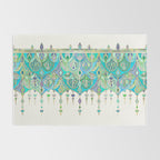 Art Deco Double Drop in Jade and Aquamarine on Cream Rug Gallery Image 2