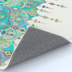 Art Deco Double Drop in Jade and Aquamarine on Cream Rug Gallery Image 4