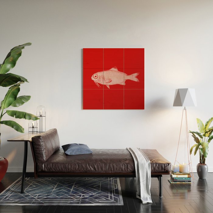red fish poisson Wood Wall Art Gallery Image 2
