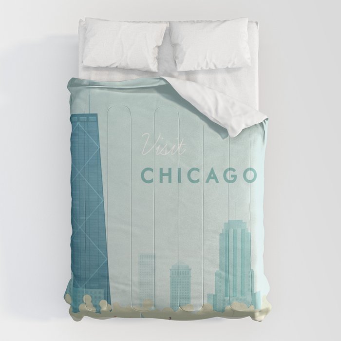  Vintage Chicago Travel Poster Comforter Gallery Image 6