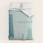  Vintage Chicago Travel Poster Duvet Cover Gallery Image 6