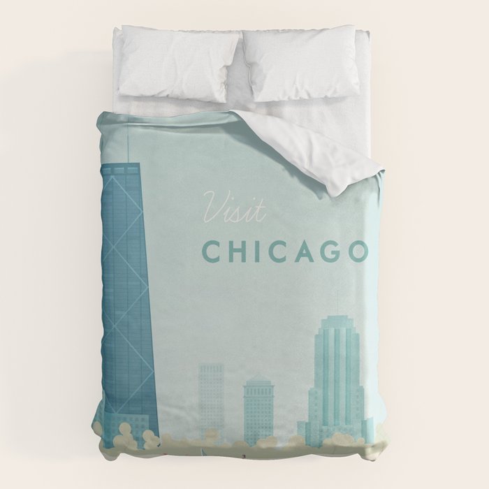 Vintage Chicago Travel Poster Duvet Cover Gallery Image 6