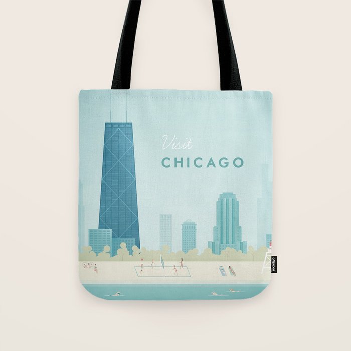  Vintage Chicago Travel Poster Tote Bag Gallery Image 1