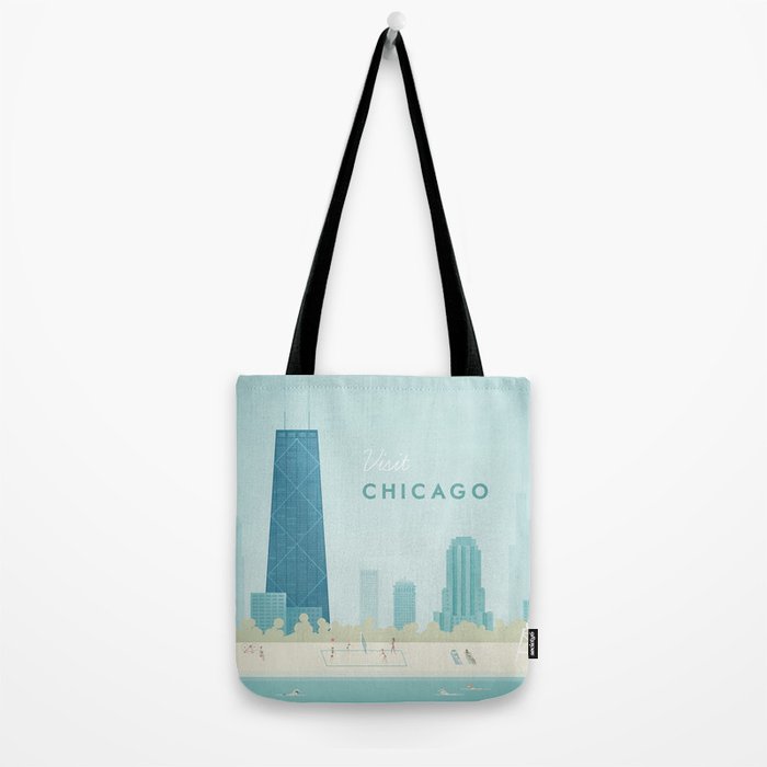  Vintage Chicago Travel Poster Tote Bag Gallery Image 2