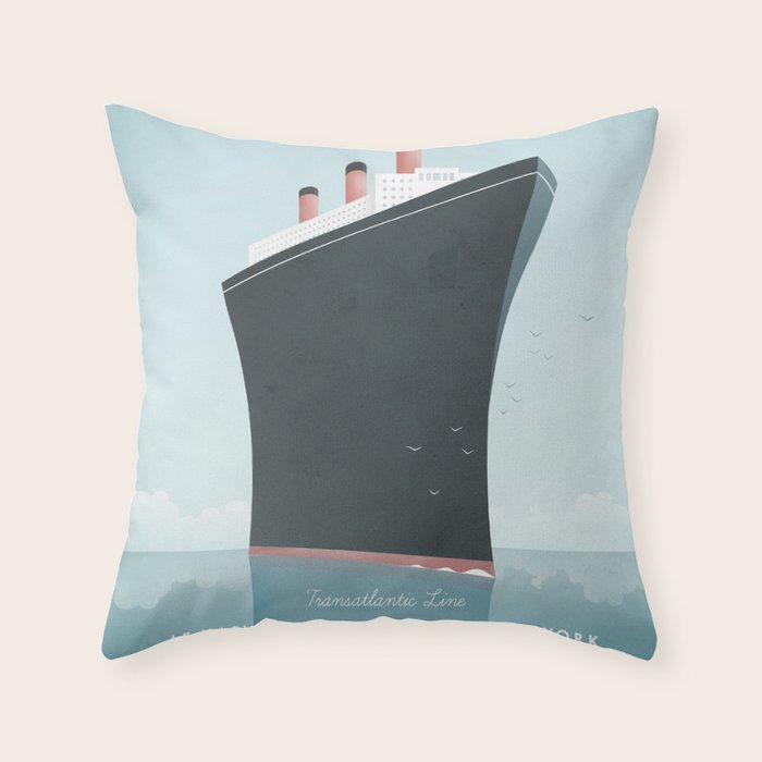 Vintage Travel Poster - Cruise Ship Throw Pillow Gallery Image 6