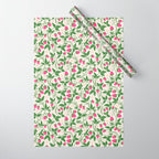 Strawberries - pink and green on alabaster Wrapping Paper Gallery Image 1