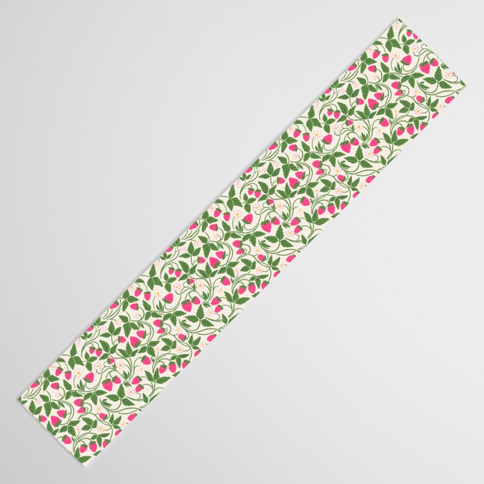 Strawberries - pink and green on alabaster Table Runner Gallery Image 3