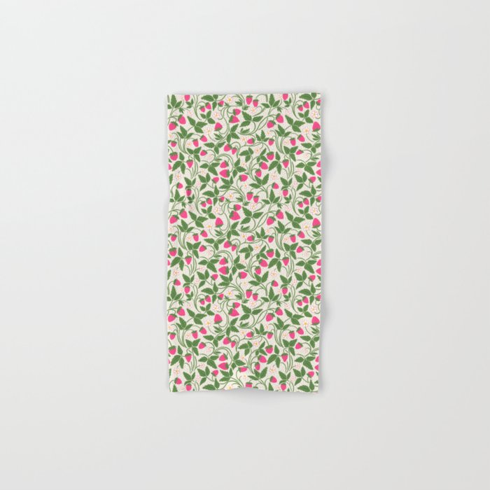 Strawberries - pink and green on alabaster Bath Towel Gallery Image 1