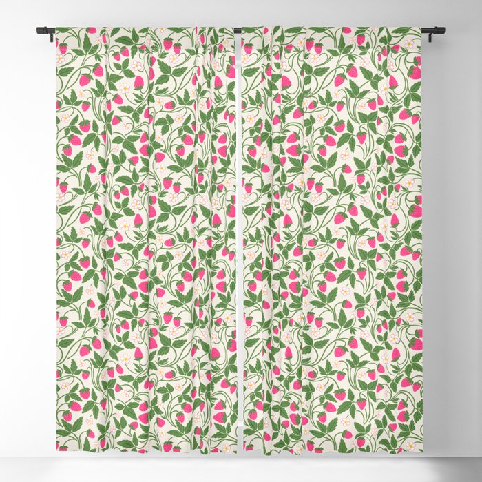 Strawberries - pink and green on alabaster Window Curtain Gallery Image 1