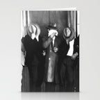 La cosa nostra arrest mug shot Sugar House Gang criminal mob bootleggers hiding faces behind hats black and white photgraph - photgraphy - photographs Stationery Card Gallery Image 2