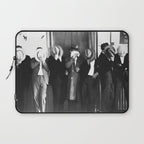 La cosa nostra arrest mug shot Sugar House Gang criminal mob bootleggers hiding faces behind hats black and white photgraph - photgraphy - photographs Laptop Sleeve Gallery Image 1