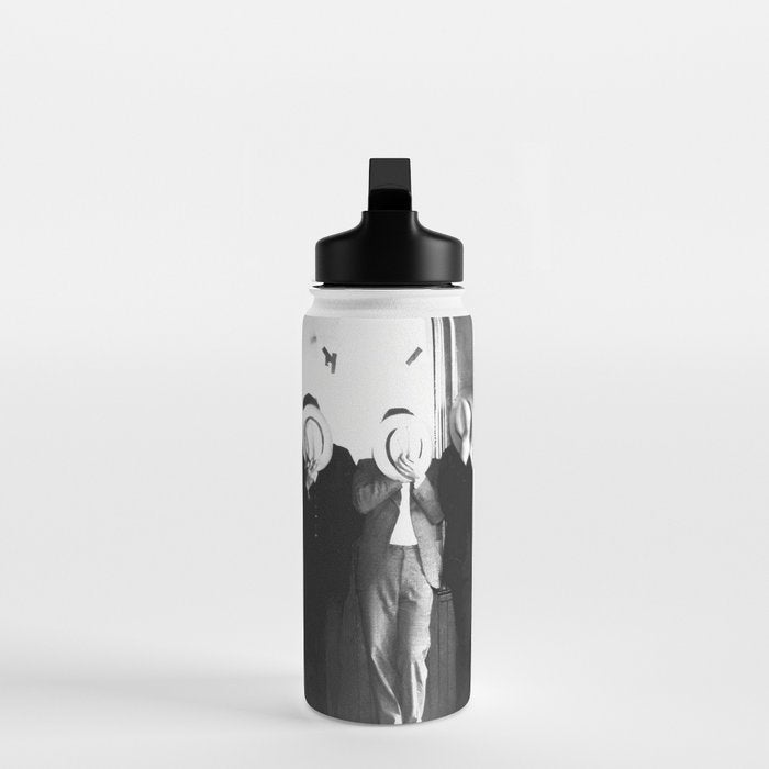 La cosa nostra arrest mug shot Sugar House Gang criminal mob bootleggers hiding faces behind hats black and white photgraph - photgraphy - photographs Water Bottle Gallery Image 3