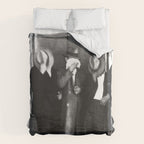 La cosa nostra arrest mug shot Sugar House Gang criminal mob bootleggers hiding faces behind hats black and white photgraph - photgraphy - photographs Duvet Cover Gallery Image 6