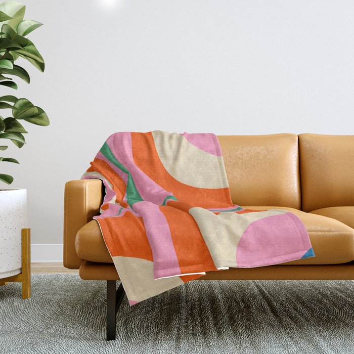 Retro Groove Colorful Vibrant Abstract Pattern Throw Blanket Gallery Image 1