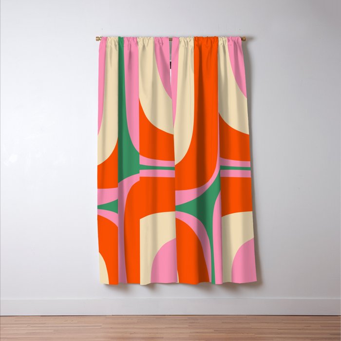 Retro Groove Colorful Vibrant Abstract Pattern Window Curtain Gallery Image 3