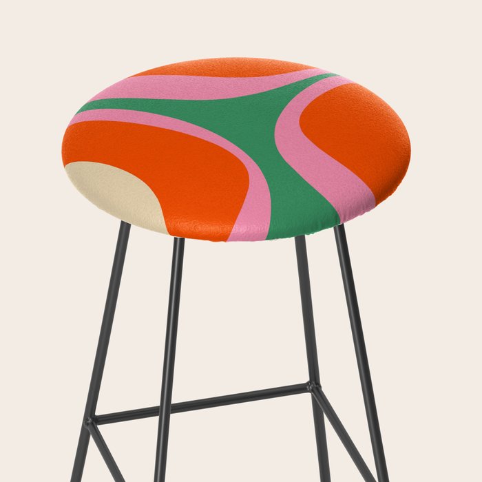 Retro Groove Colorful Vibrant Abstract Pattern Stool Gallery Image 2