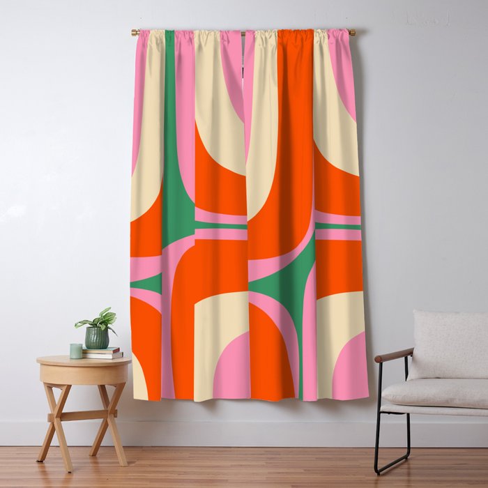 Retro Groove Colorful Vibrant Abstract Pattern Window Curtain Gallery Image 1