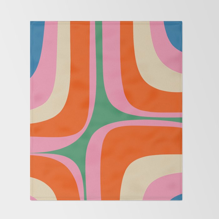 Retro Groove Colorful Vibrant Abstract Pattern Throw Blanket Gallery Image 2