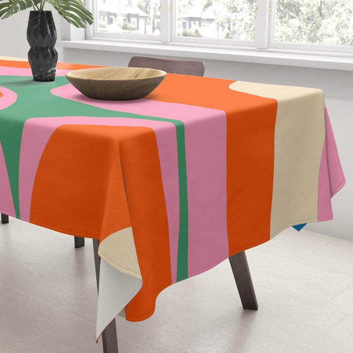 Retro Groove Colorful Vibrant Abstract Pattern Tablecloth Gallery Image 3