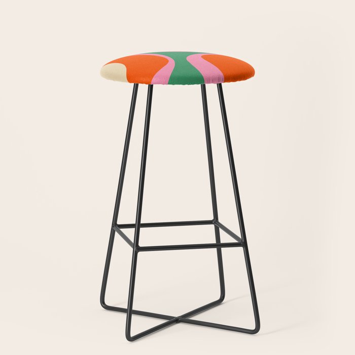 Retro Groove Colorful Vibrant Abstract Pattern Stool Gallery Image 1