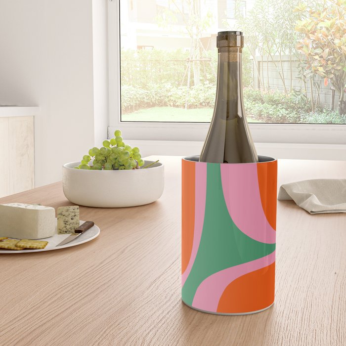 Retro Groove Colorful Vibrant Abstract Pattern Wine Chiller Gallery Image 4