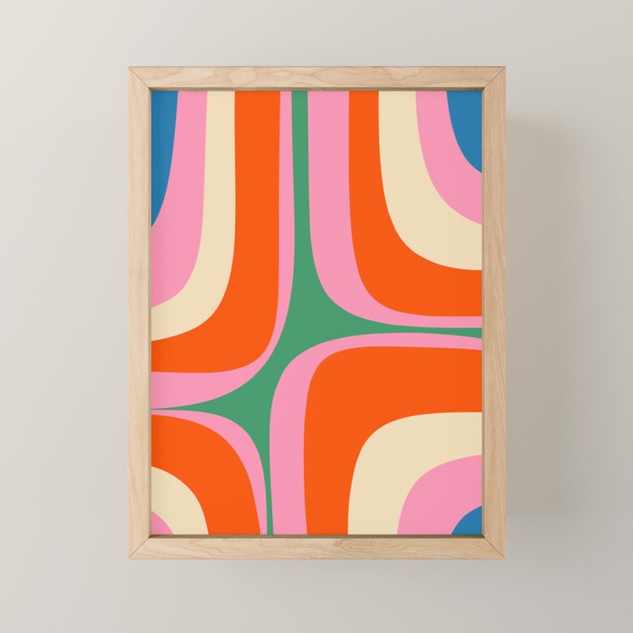 Retro Groove Colorful Vibrant Abstract Pattern Mini Art Print Gallery Image 1