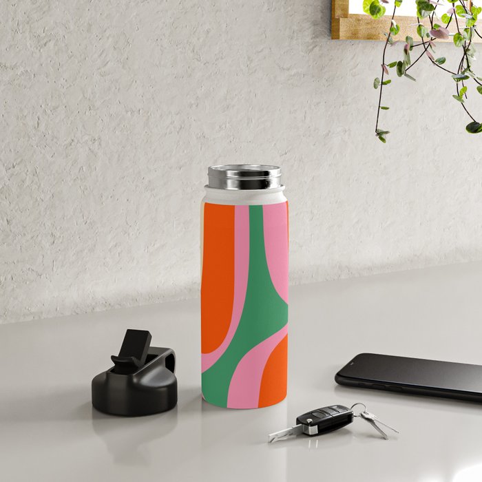 Retro Groove Colorful Vibrant Abstract Pattern Water Bottle Gallery Image 4