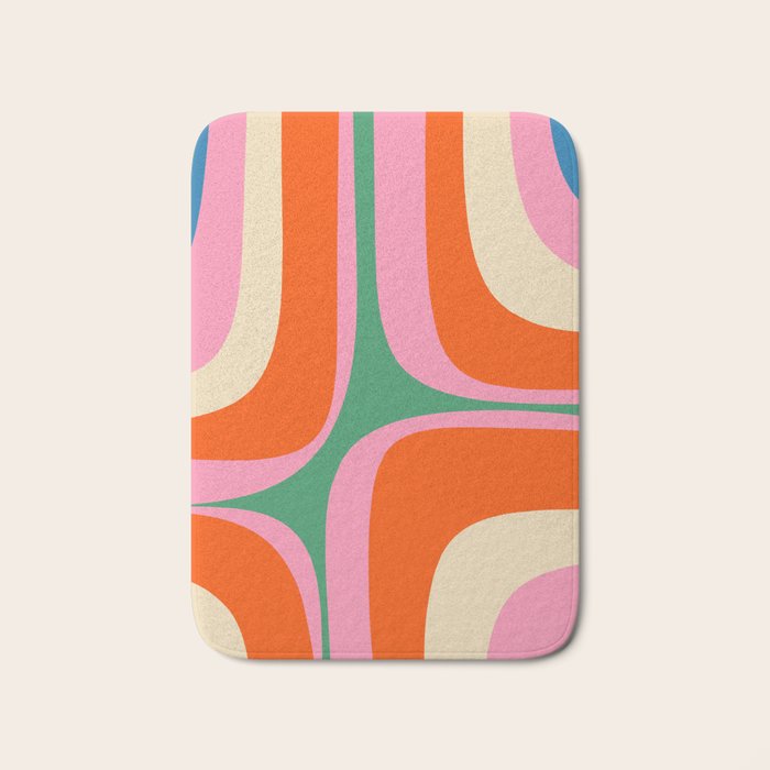 Retro Groove Colorful Vibrant Abstract Pattern Bath Mat Gallery Image 1