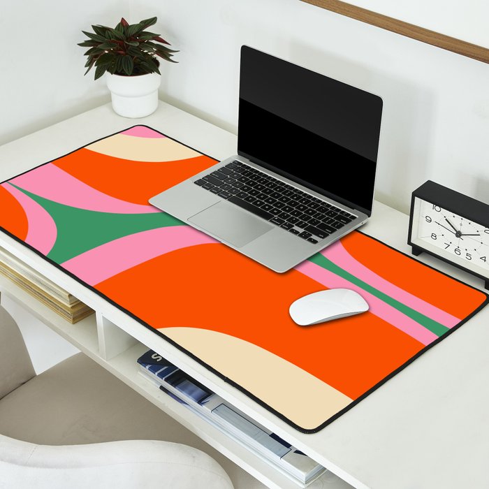Retro Groove Colorful Vibrant Abstract Pattern Desk Mat Gallery Image 2