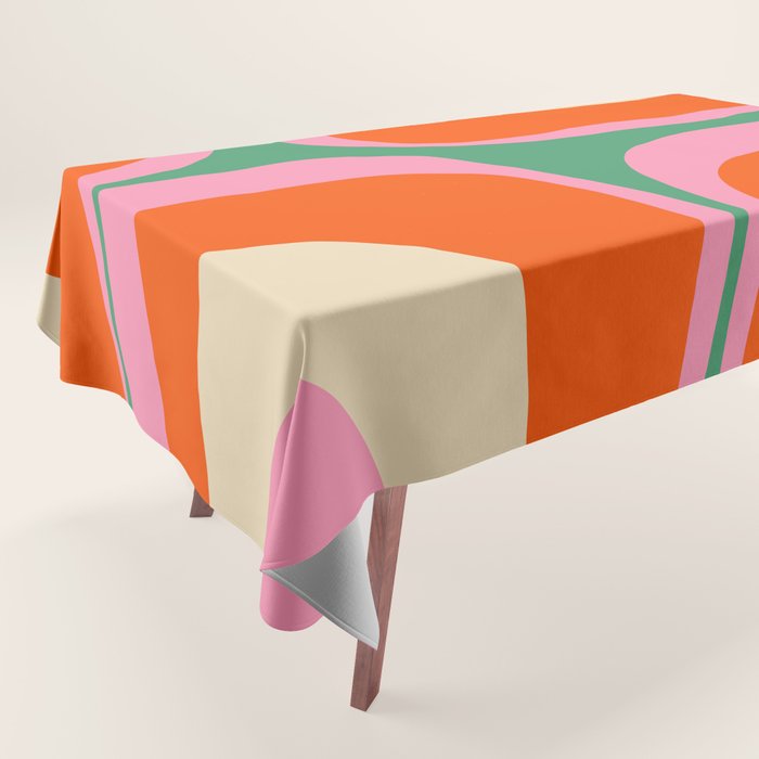 Retro Groove Colorful Vibrant Abstract Pattern Tablecloth Gallery Image 1