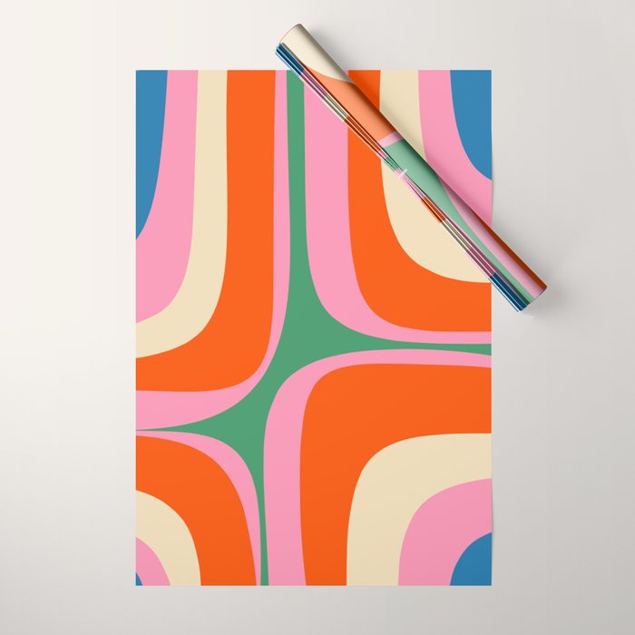 Retro Groove Colorful Vibrant Abstract Pattern Wrapping Paper Gallery Image 1
