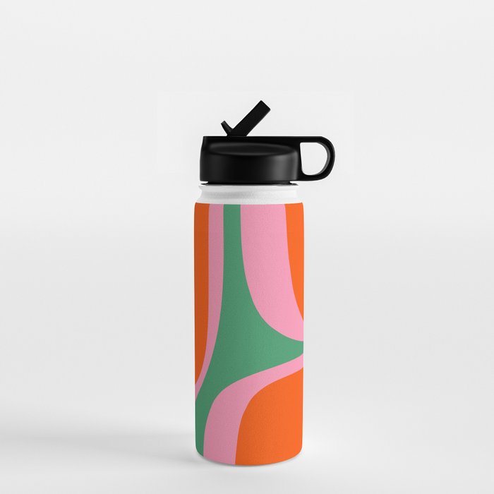 Retro Groove Colorful Vibrant Abstract Pattern Water Bottle Gallery Image 1
