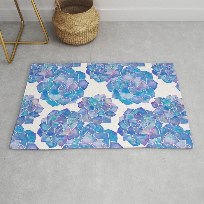 Rosette Succulents - Blue Palette Rug Gallery Image 1