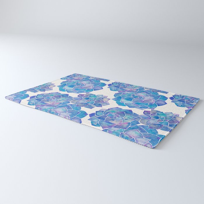 Rosette Succulents - Blue Palette Rug Gallery Image 3
