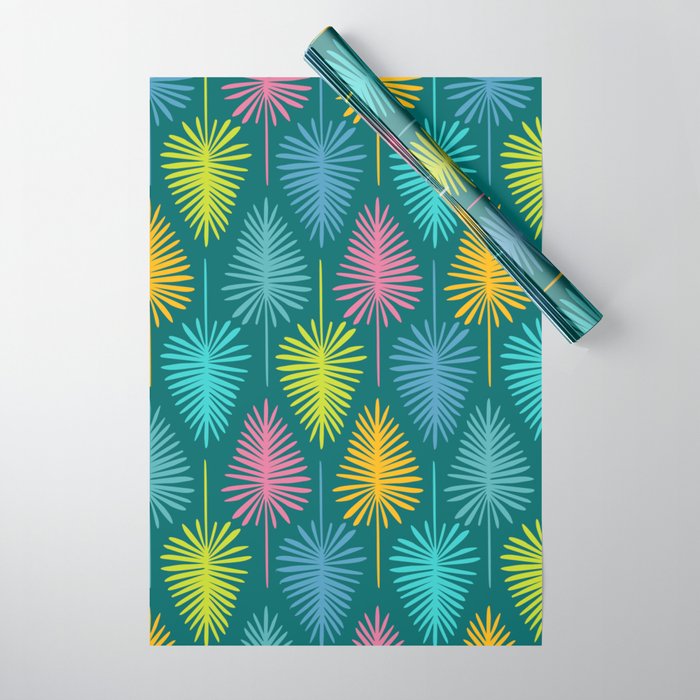 Bright Tropical Botanical Pattern Wrapping Paper Gallery Image 1