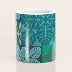 Hawaiian Monstera Quilt pattern Blues Coffee Mug Gallery Image 4
