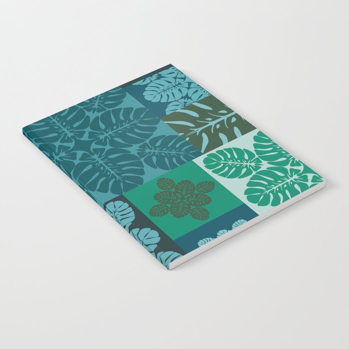 Hawaiian Monstera Quilt pattern Blues Notebook Gallery Image 2