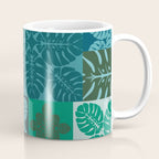 Hawaiian Monstera Quilt pattern Blues Coffee Mug Gallery Image 1