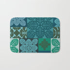 Hawaiian Monstera Quilt pattern Blues Bath Mat Gallery Image 1