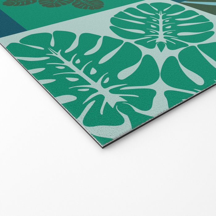 Hawaiian Monstera Quilt pattern Blues Welcome Mat Gallery Image 2