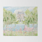 Wild flower meadow picnic in the French countryside Throw Blanket Gallery Image 2