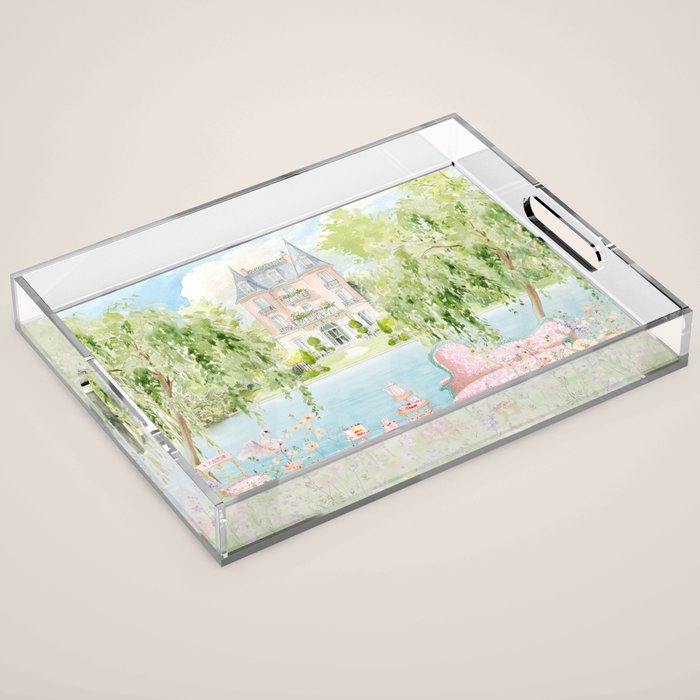 Wild flower meadow picnic in the French countryside Acrylic Tray Gallery Image 1