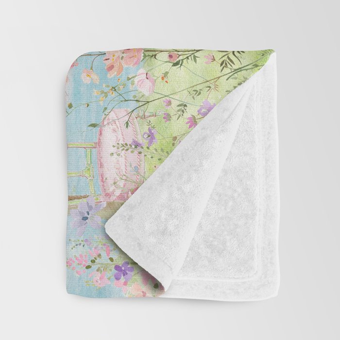 Wild flower meadow picnic in the French countryside Throw Blanket Gallery Image 3