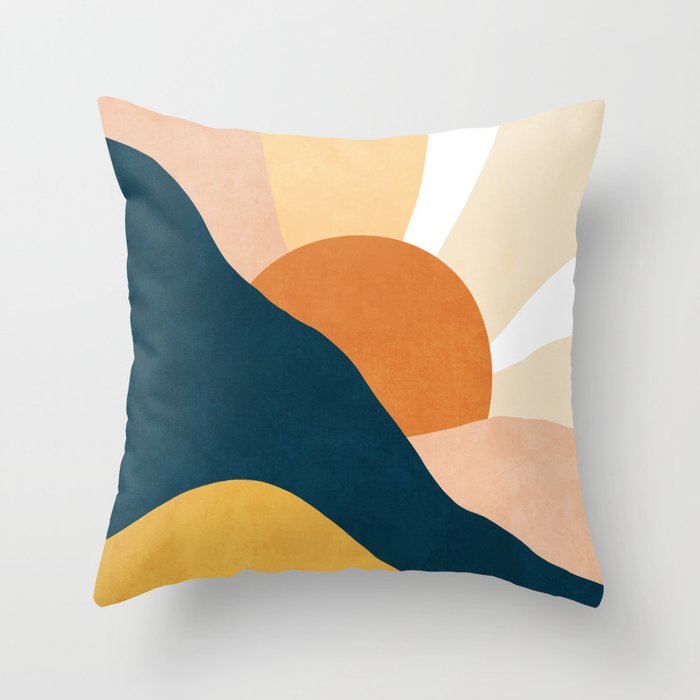 Warm Boho mountain sunset Throw Pillow Gallery Image 1