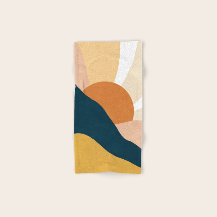 Warm Boho mountain sunset Bath Towel Gallery Image 1