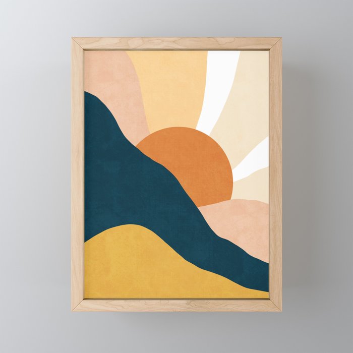Warm Boho mountain sunset Mini Art Print Gallery Image 1