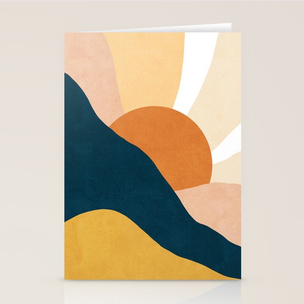 Warm Boho mountain sunset Stationery Card Gallery Image 1